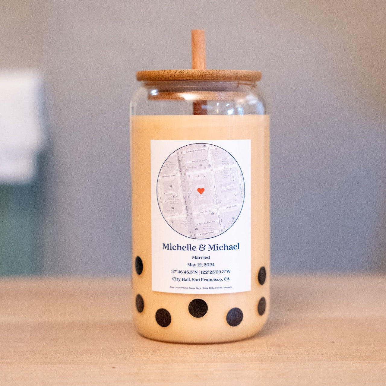 Personalized Map of Special Moment - Boba Candle - Multiple Scents